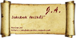 Jakubek Anikó névjegykártya
